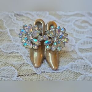 Vintage B. David Aurora Borealis Silverton Clip-On Earrings with Crystal Accents